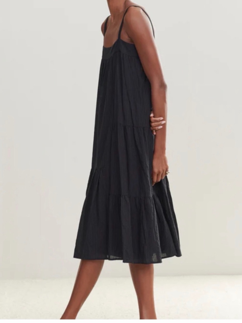 JENNI KAYNE Seersucker Tiered Midi Dress